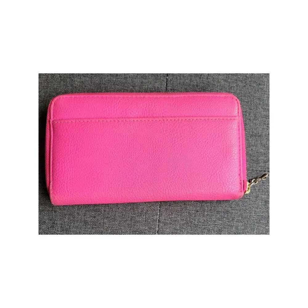 Pink Vegan Leather Wallet Zippered pouch and credit card holders  5 x 4